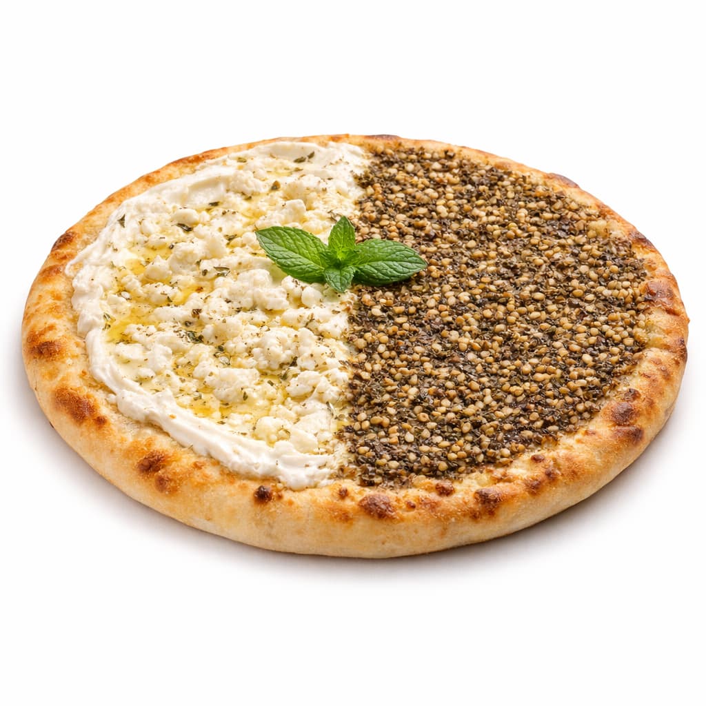 Sandwich libanais labneh et zaatar sur galette, fromage frais et thym spécialité libanaise à Paris